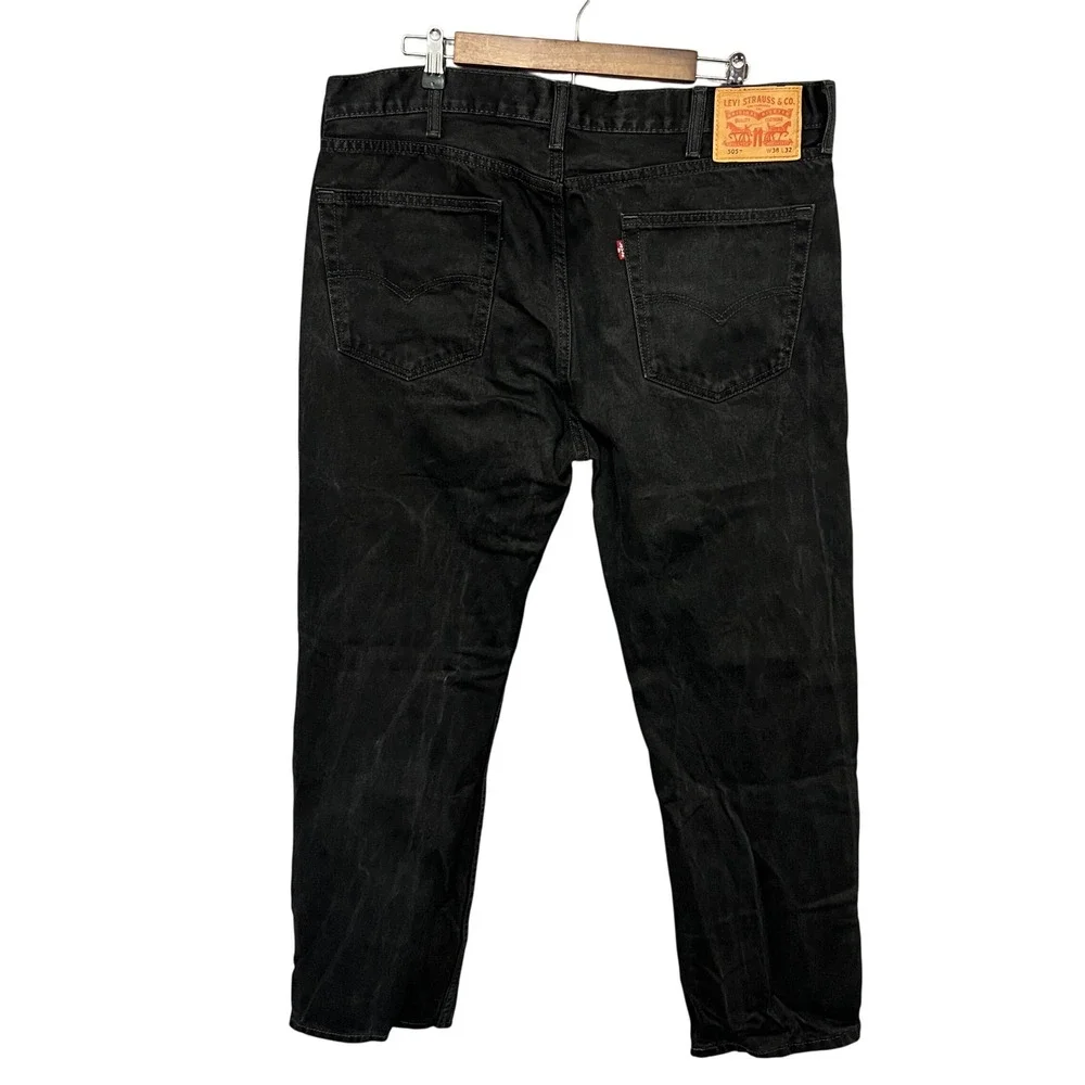 Levi's 505 Jeans‎ Regular Fit Black Denim Pants Classic Style W38 L32